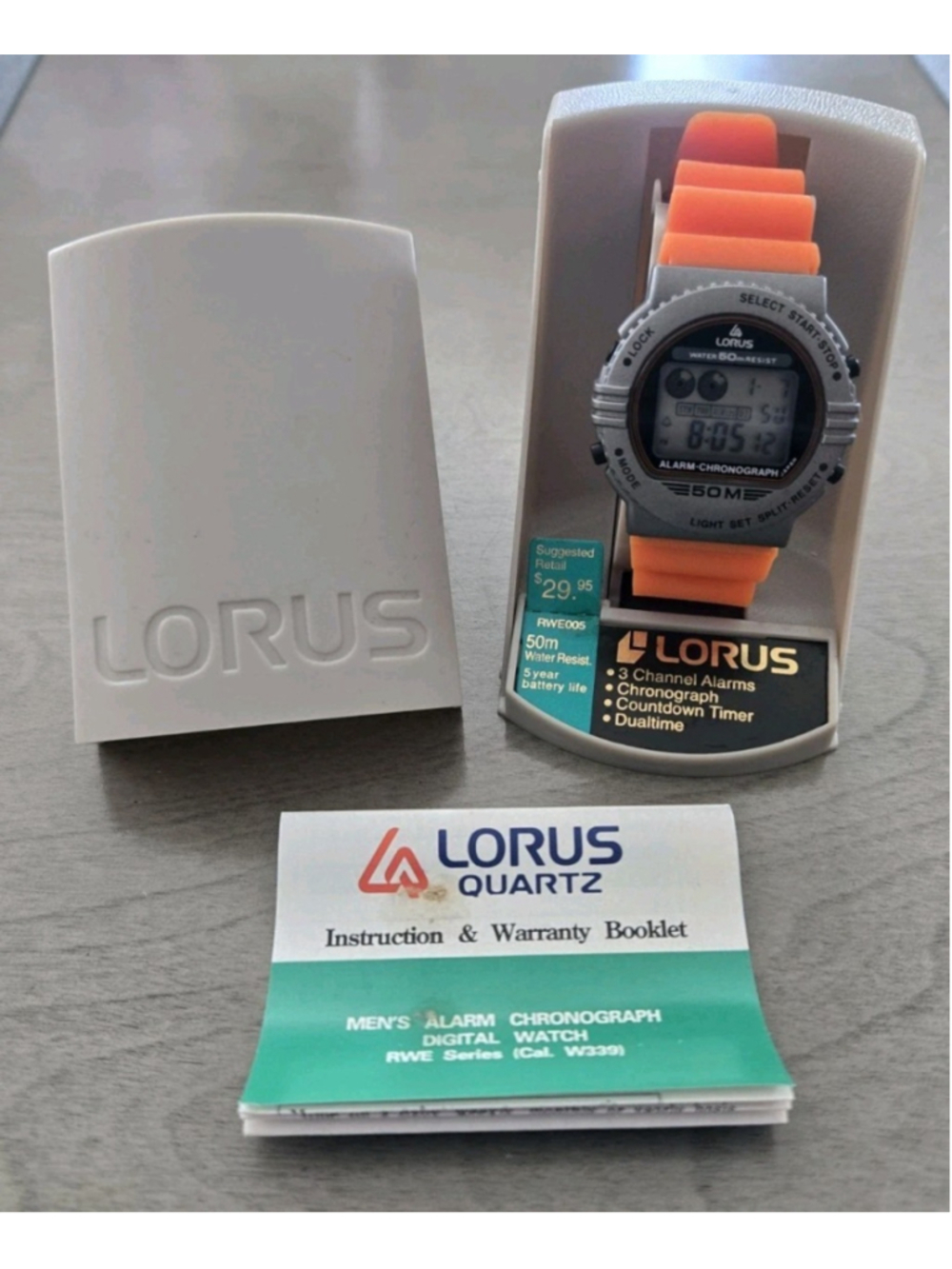 Rare Vintage NOS LORUS RWE005 W339-4A00 Men's Digital LCD Watch 1990s Retro Nice